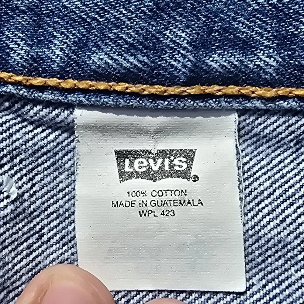 Levis 501 Jeans Mens 42x30 Blue Denim‎ Button Fly Straight Leg Made Guatemala